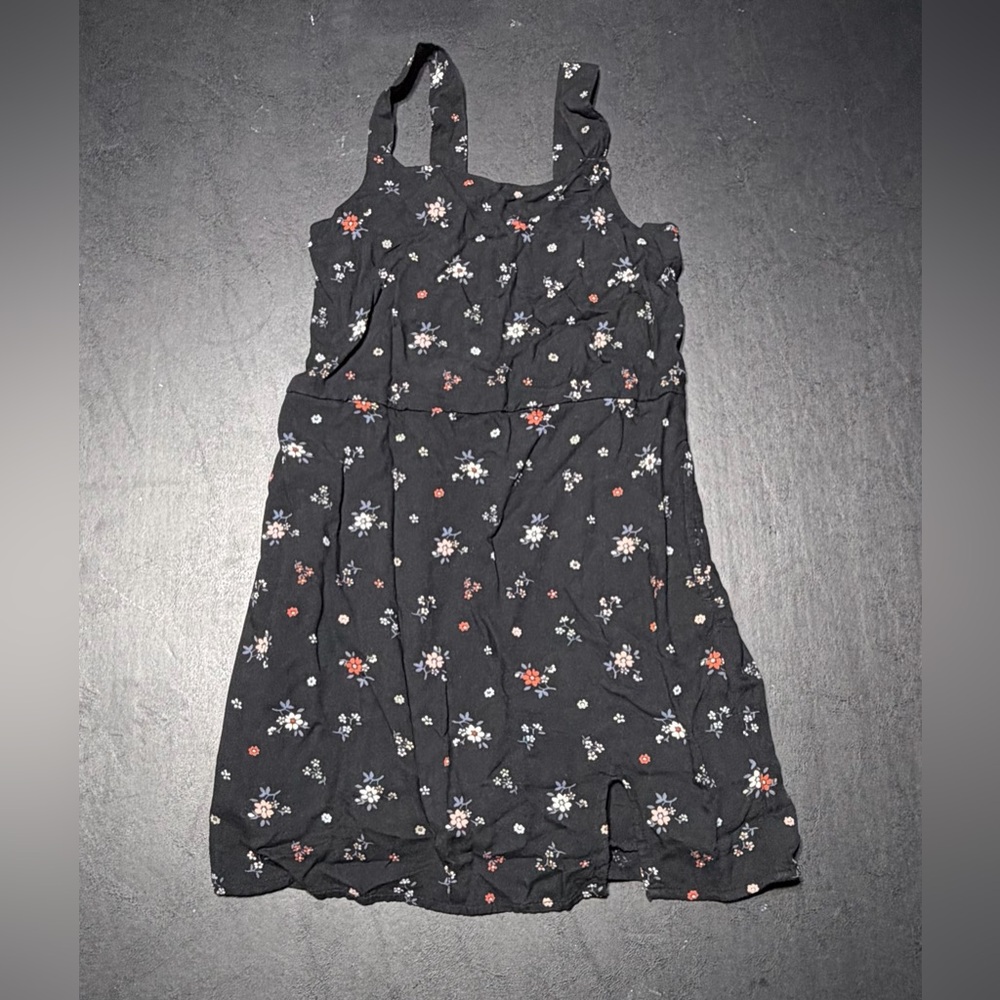 Girls Abercrombie Kids Black Floral Dress with Pockets Size 7/8